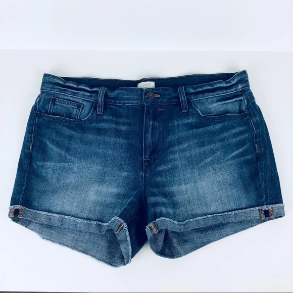 J Crew Liza Cuffed Denim Jean Shorts Distressed 31 - Picture 2 of 6
